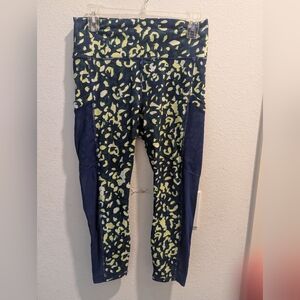 Fabletics Leopard Print Leggings with Navy Accents.